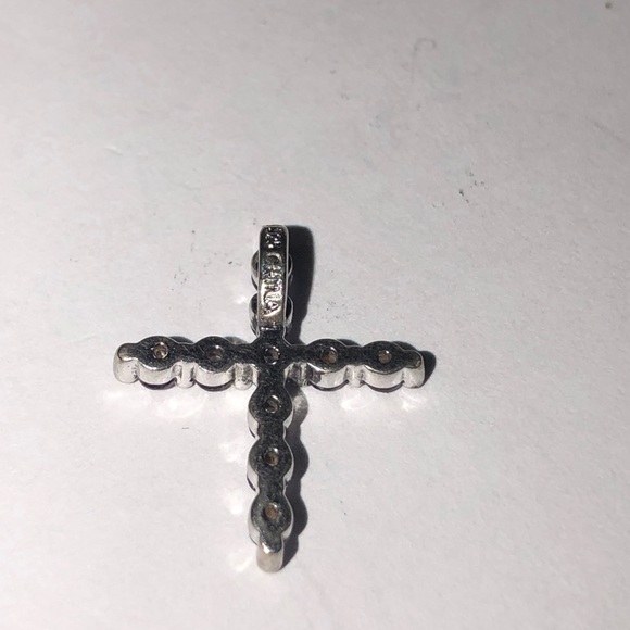 Vintage Solid 925 Sterling Silver Amethyst Cross Pendant - Picture 2 of 6